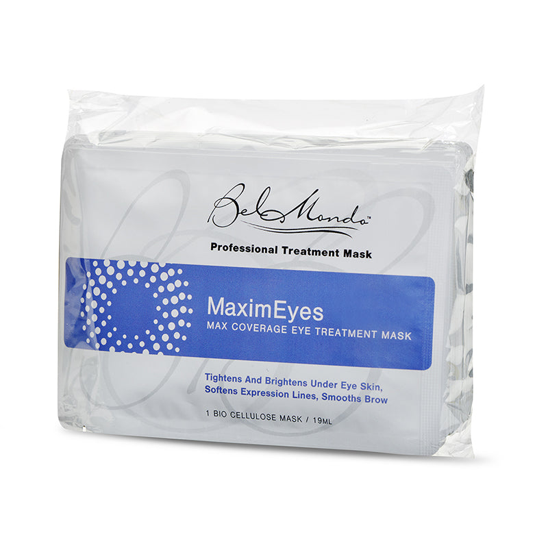 Bel Mondo MaximEyes Treatment Mask – bio-cellulose eye zone treatment mask with seven oligopeptides for tightening, brightening, and toning the under eye, crow's feet, and brow area | MDR Skin Studio