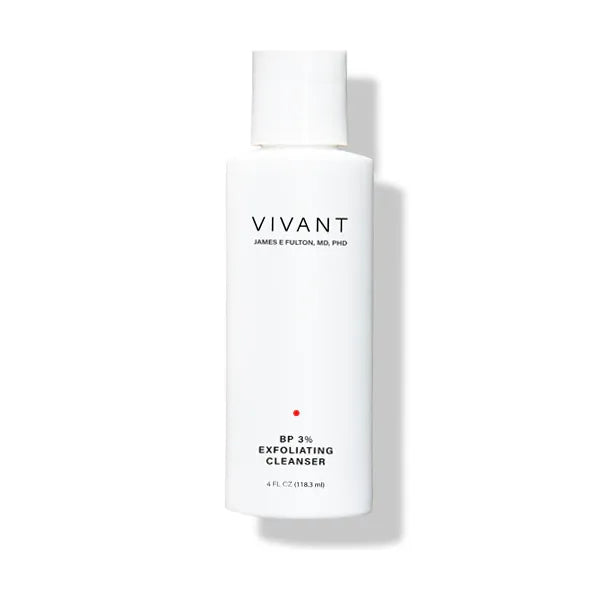 Vivant BP 3% Exfoliating Cleanser – benzoyl peroxide exfoliating cleanser for clearing acne-causing bacteria, unclogging pores, and smoothing skin texture for a clearer, healthier complexion | MDR Skin Studio
