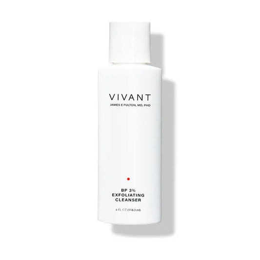 Vivant BP 3% Exfoliating Cleanser – benzoyl peroxide exfoliating cleanser for clearing acne-causing bacteria, unclogging pores, and smoothing skin texture for a clearer, healthier complexion | MDR Skin Studio