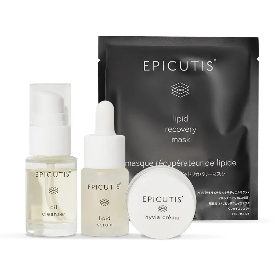 Epicutis Post-Procedure Skincare Set – complete recovery system with Oil Cleanser, Lipid Serum, Hyvia® Crème, and Lipid Recovery Mask for calming stressed skin, replenishing hydration, and supporting barrier recovery after professional treatments | MDR Skin Studio