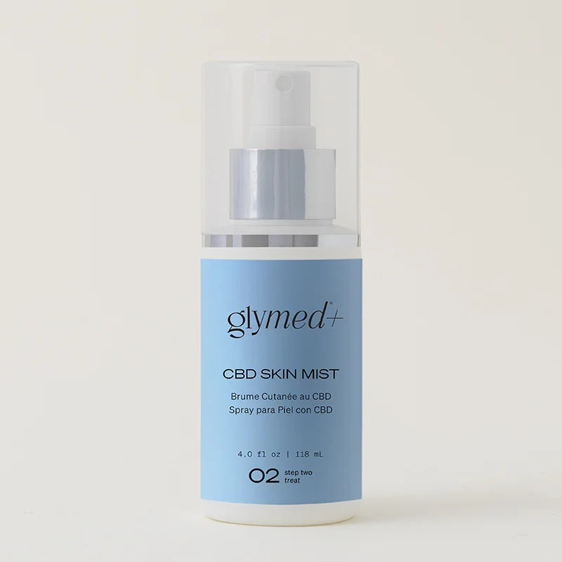 GlyMed Plus CBD Skin Mist – balancing toning face mist with CBD and vitamin B3 (niacinamide) for soothing irritation, reducing the appearance of redness, improving overall skin tone, and refreshing skin throughout the day | MDR Skin Studio