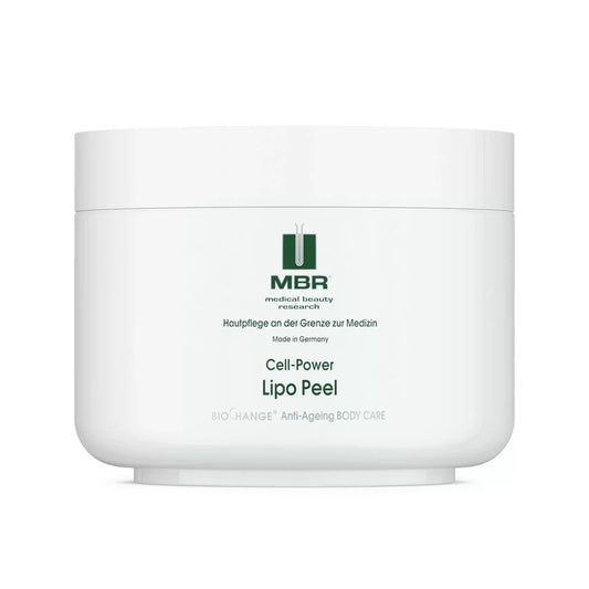 MBR Cell-Power Lipo Peel Body Scrub – refining body scrub with herbal lipids, jojoba pearls, and sugar and salt crystals for improving microcirculation, accelerating cell renewal, and leaving skin smoothed, firmed, and silky soft | MDR Skin Studio