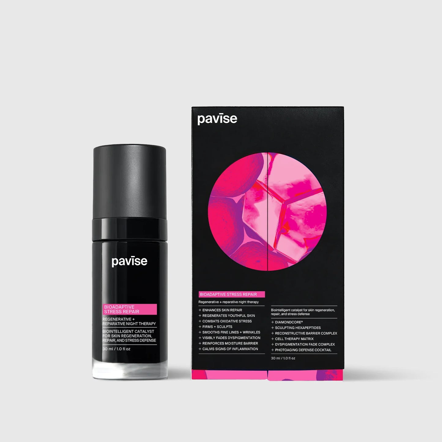 Pavise BIOADAPTIVE STRESS REPAIR Serum – DiamondCore® biotechnology serum clinically proven to regenerate collagen, repair oxidative damage, and reverse visible signs of aging including expression lines, dyspigmentation, laxity, and redness | MDR Skin Studio