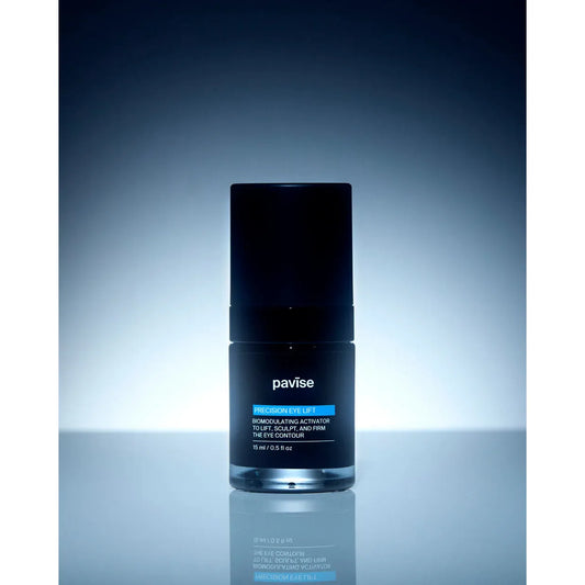 Pavise Precision Eye Lift – biomodulating gel-serum eye concentrate with DiamondCore® biotechnology, growth factors, and peptides for lifting, firming, and visibly restoring the eye contour, rebuilding collagen and elastin, reducing dark circles and puffiness, and delivering 47% improvement in skin elasticity in 4 weeks | MDR Skin Studio