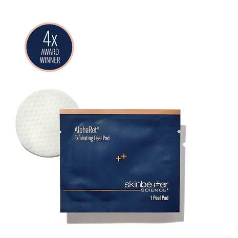 Skinbetter AlphaRet Exfoliating Peel Pads – patented triple-acid (glycolic, lactic, and salicylic) exfoliating pads with AlphaRet retinoid technology for reducing fine lines, refining pores, smoothing rough patches, and leaving skin bright and rejuvenated | MDR Skin Studio. Award winning