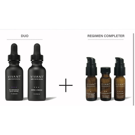 Vivant Clear and Bright Sensitive Duo – gentle corrective serum duo for dry to normal sensitive blemish-prone skin with gentle exfoliating and refining ingredients for clarifying uneven tone, improving visible texture, and maintaining balanced, healthy-looking skin | MDR Skin Studio