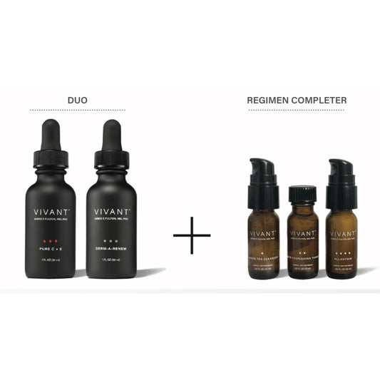 Vivant Early Signs of Aging Duo – preventative corrective serum duo for fine line prevention with gentle hydrating and nourishing exfoliating actives for supporting smoother, firmer, and more radiant-looking skin, enhancing tone and texture, and promoting a youthful, healthy-looking glow | MDR Skin Studio